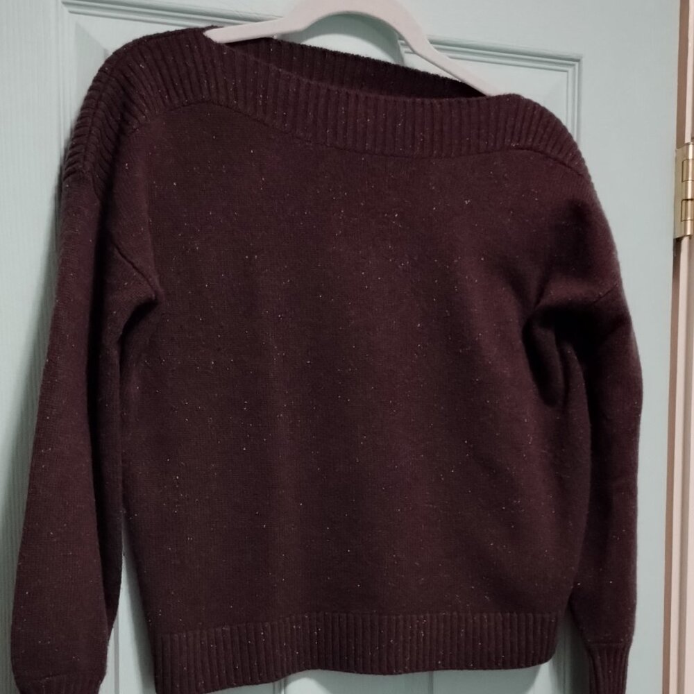 Garnet Hill Seraphine Cashmere Sweater Dark Chocolate Donegal Small